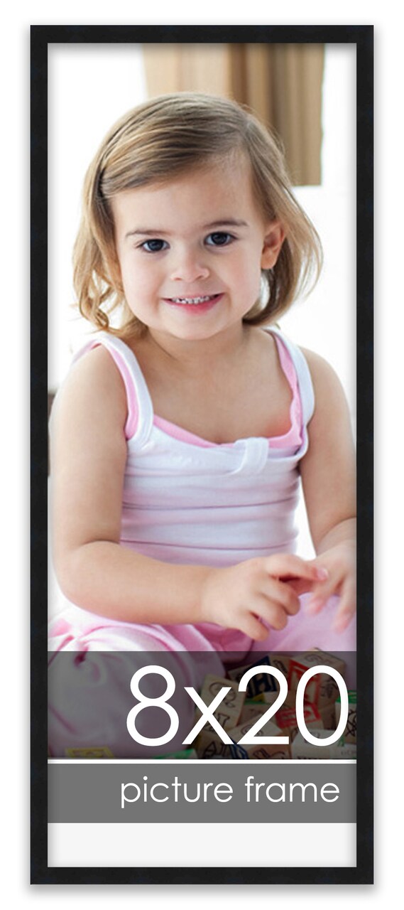 8x20 Simple Black Picture Frame - UV Acrylic, Foam Board Backing, Hanging Hardware